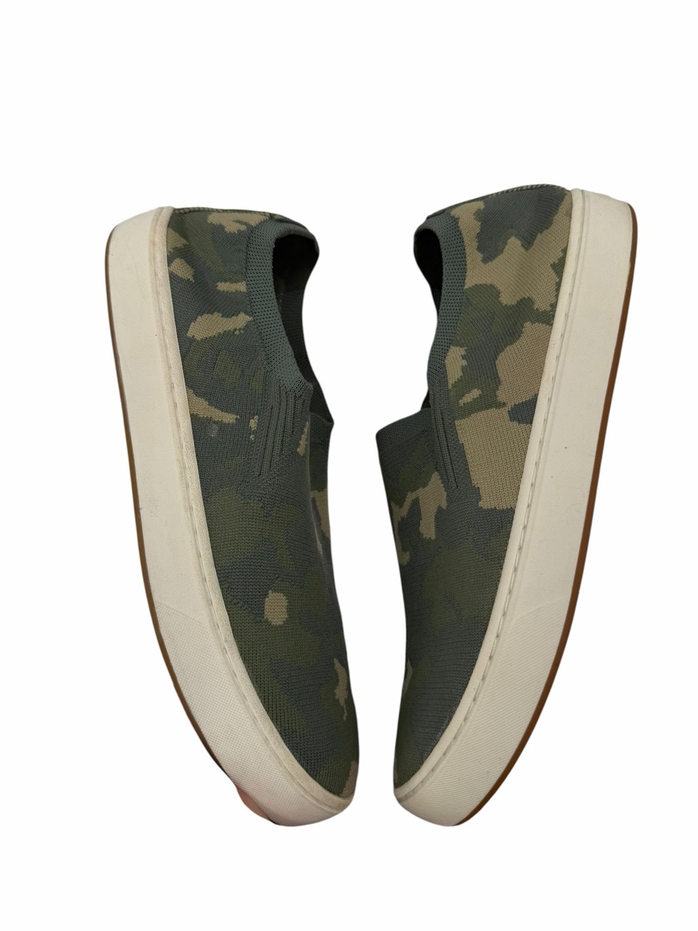 L.L.Bean Eco Bay Knit Sneaker Slip-On Camo Green Tan Womens 9